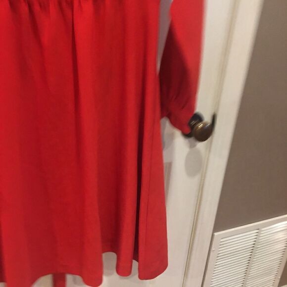 Sail to Sable small red loose fit ruffle dress long sleeve - Picture 4 of 7